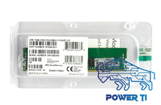 Memoria HPE 815098-B21, 16GB, DDR4, 2666 MHz, PC4-21300, RDIMM, 1.2V